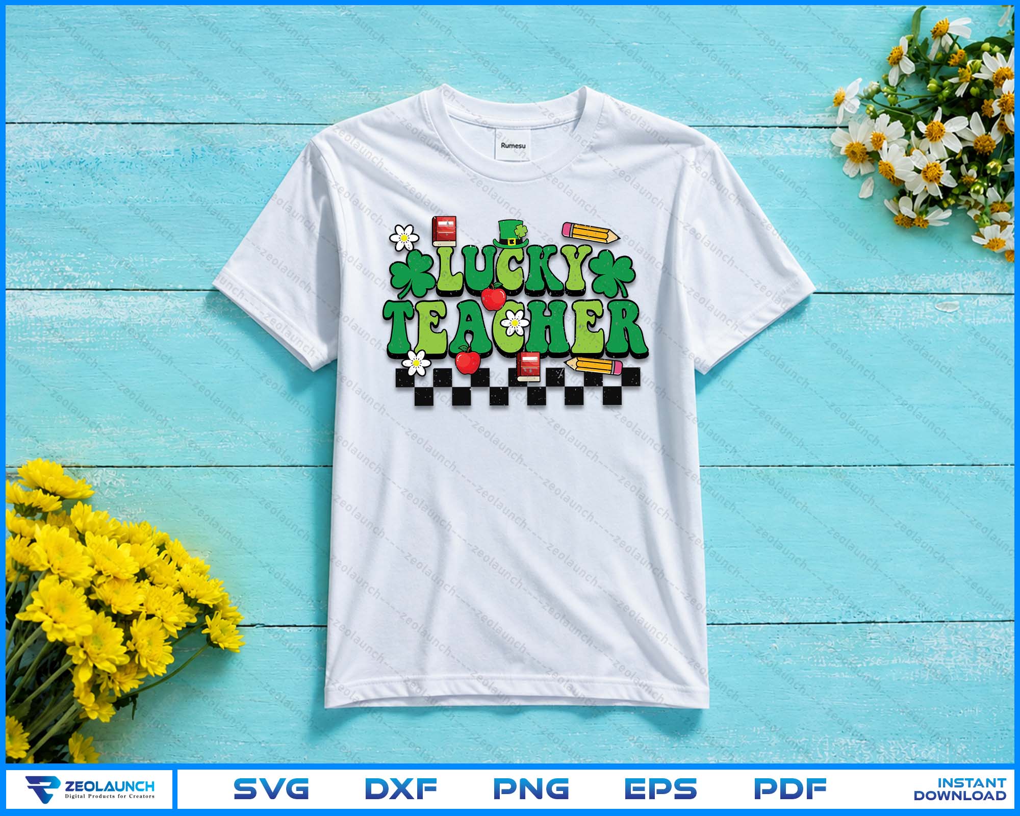 St Patrick's Day Lucky Teacher Saint Paddy's Groovy Women SVG PNG Digital Files alternate view