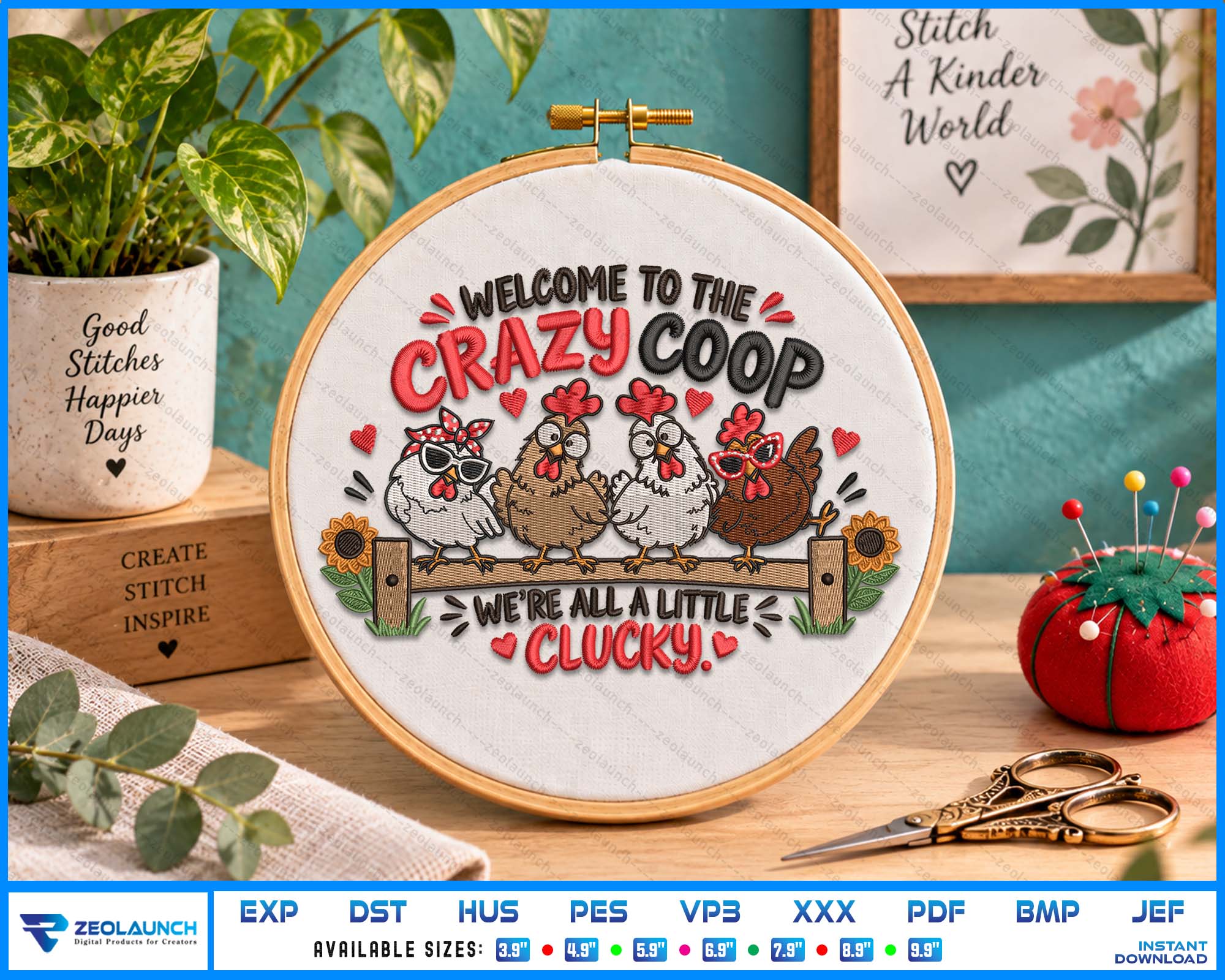 Funny Chicken Quote Embroidery Digital Files alternate view