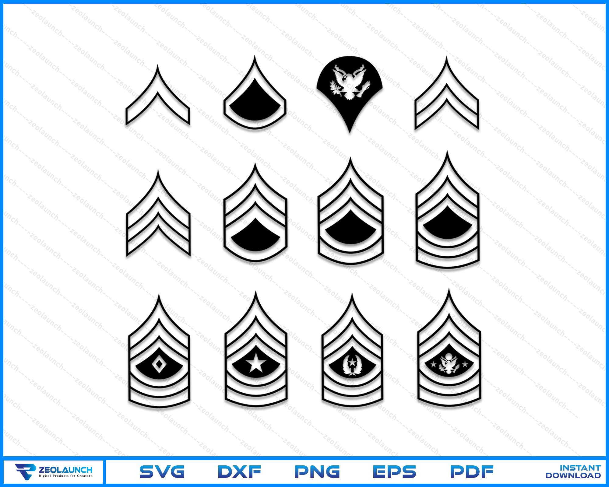 US Army Enlisted Rank Insignia  Laser Cut Files