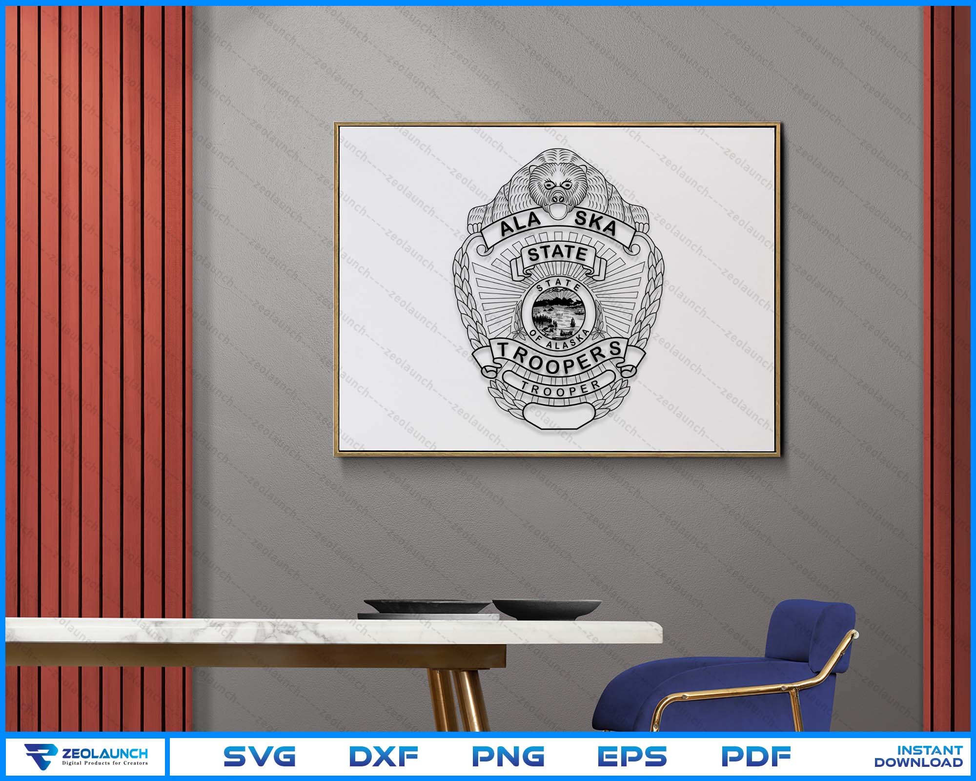 Alaska State Troopers Badge Laser Cut Files alternate view