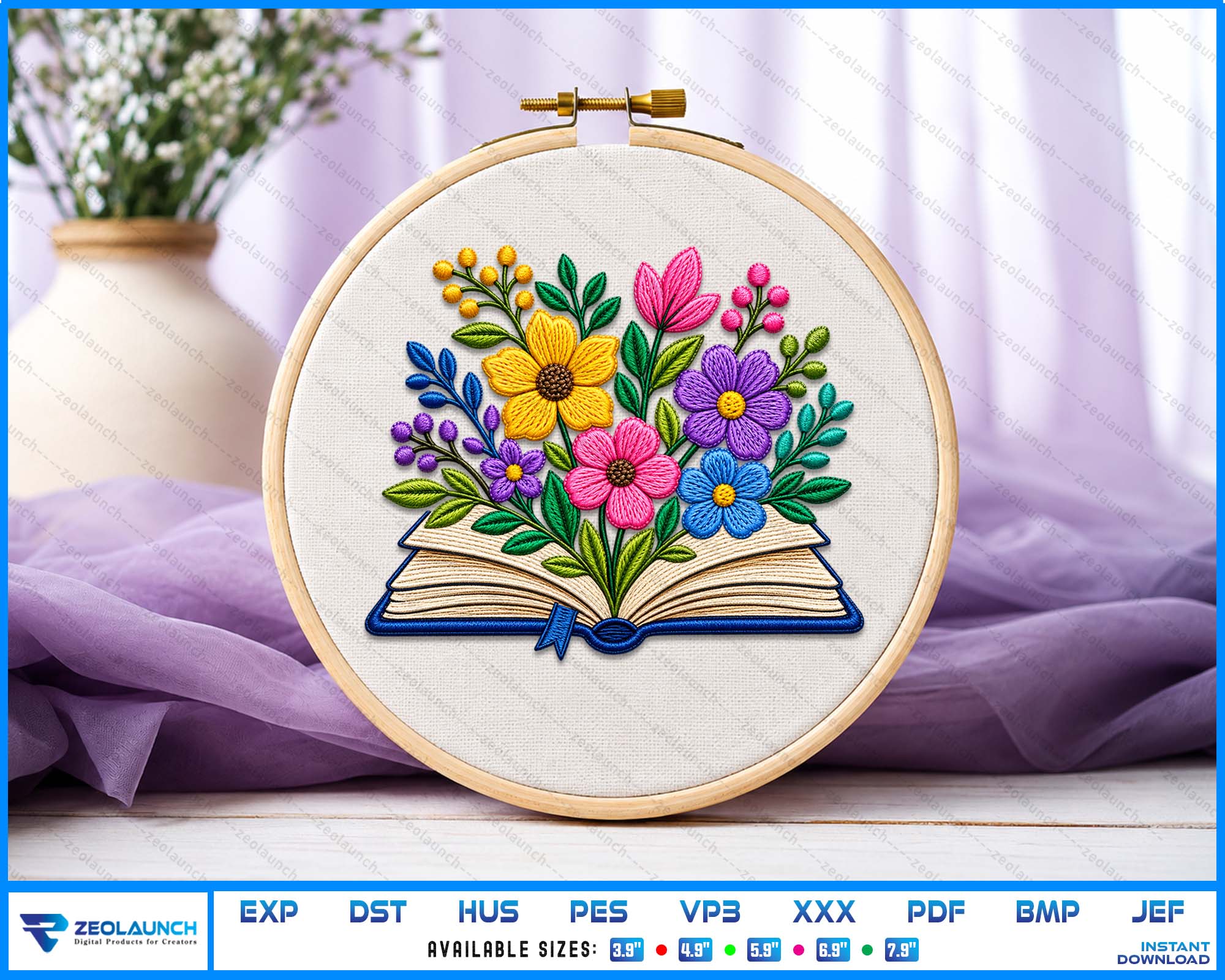 Wildflower Book Floral Botanical Embroidery Digital Files alternate view