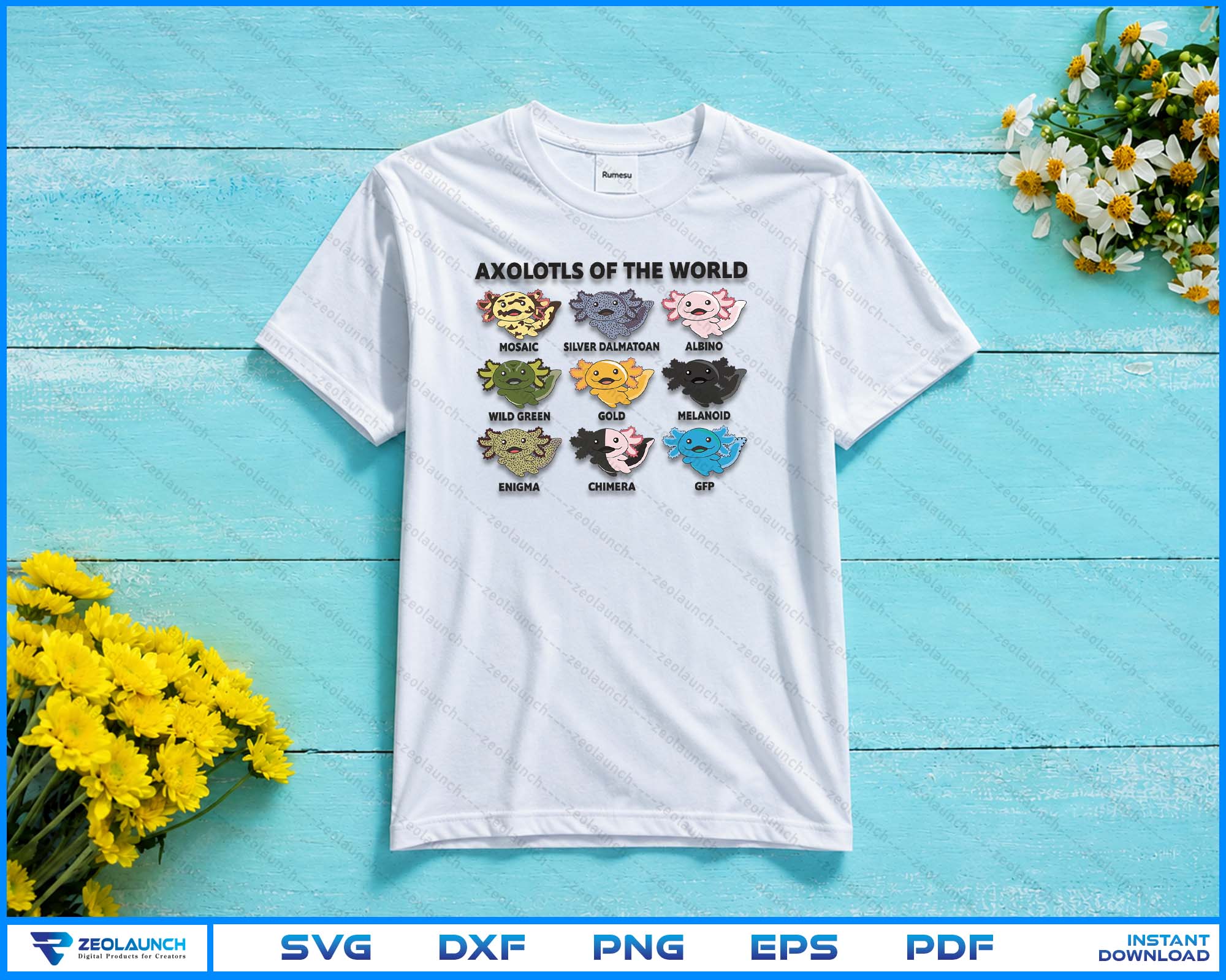 Axolotls Of The World Sweet Animals Kawaii Axolotl SVG PNG Files alternate view