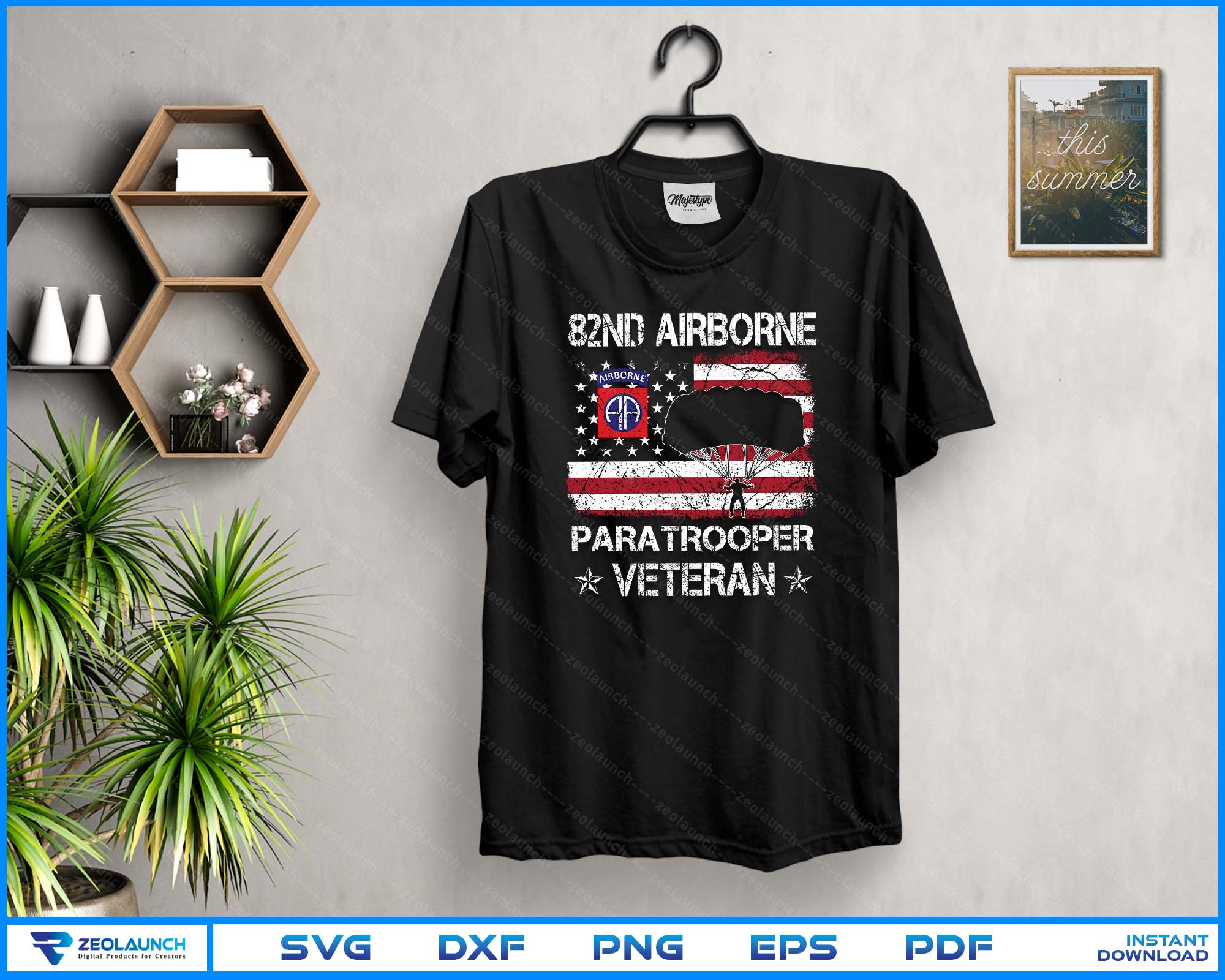 82nd Airborne Paratrooper Veteran Flag, Veterans Day SVG PNG File alternate view